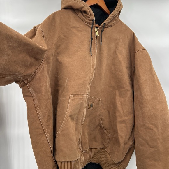 Carhartt J130 Brown Hooded Jacket Work Coat Size 2XL Tall - Picture 4 of 16